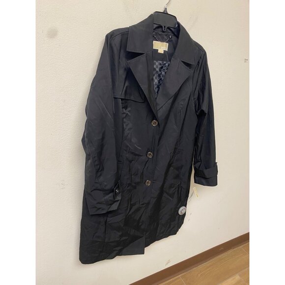 Michael Kors Women's Black Reefer Trench Coat Size OX Defected (MISSING BELT) - Picture 3 of 6